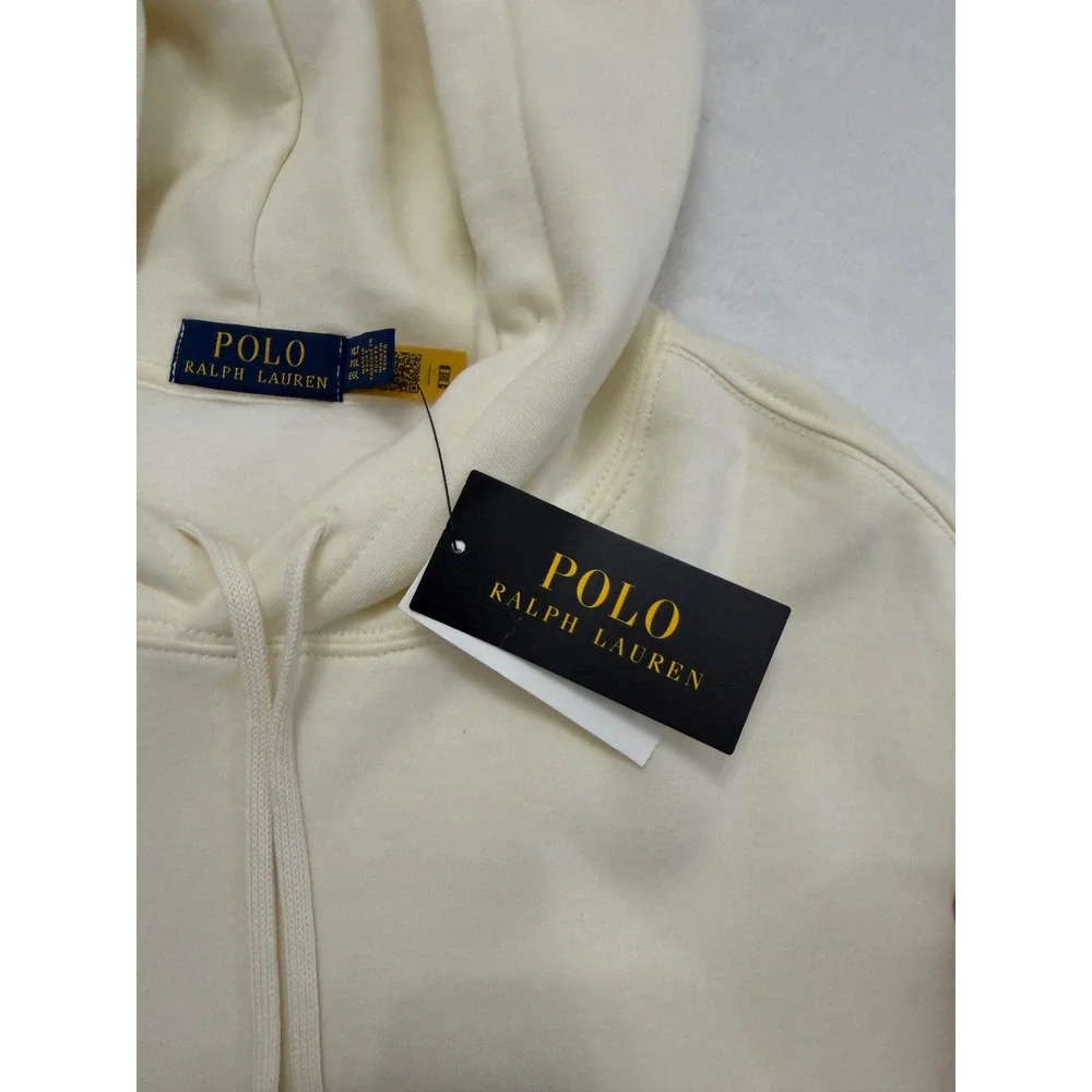 NEW Polo Ralph Lauren Polo Bear Hoodie Cream Off-White Fleece Sweatshirt XLT NWT